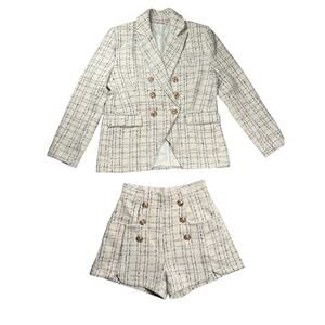 Entro Cream and Black Blazer & Short Set Tweed (CHECK MEASUREMENTS)